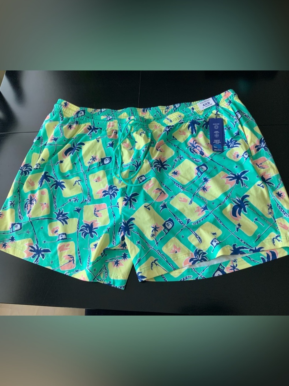 Caribbean Men’s Swim Trunks 4XB Tropical Palm Trees Comfort Stretch Back Pocket